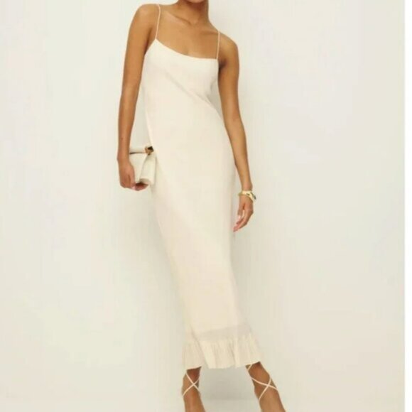 NWT Reformation Suki Midi Dress Sz4 Fior Di Latte Cream - Picture 3 of 9